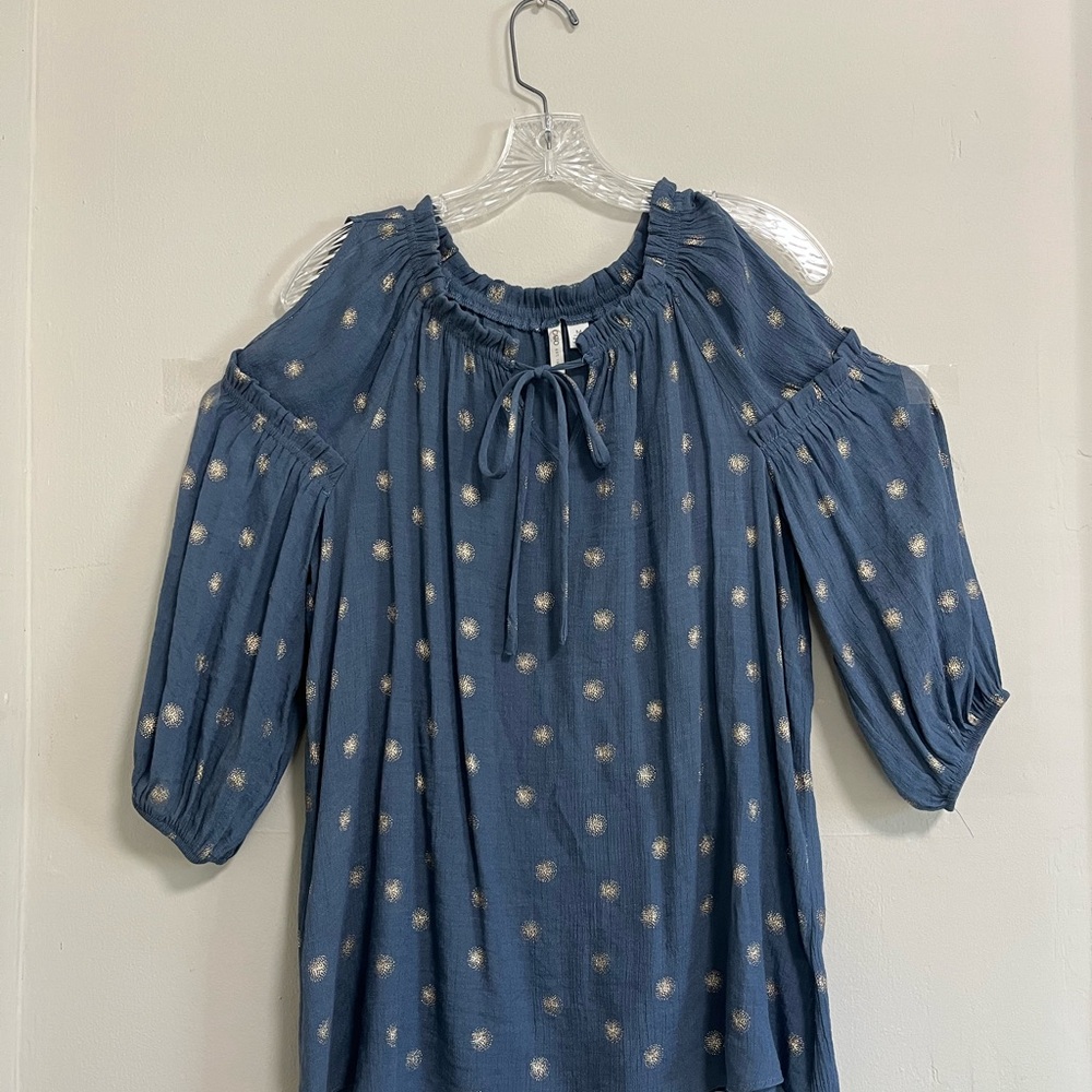 Cato Blue Blouse with White Dots